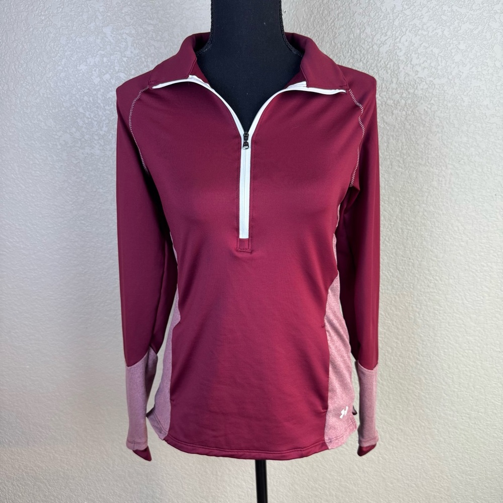 Under Armour ColdGear Fitted Pullover Top Maroon Athletic Womens‎